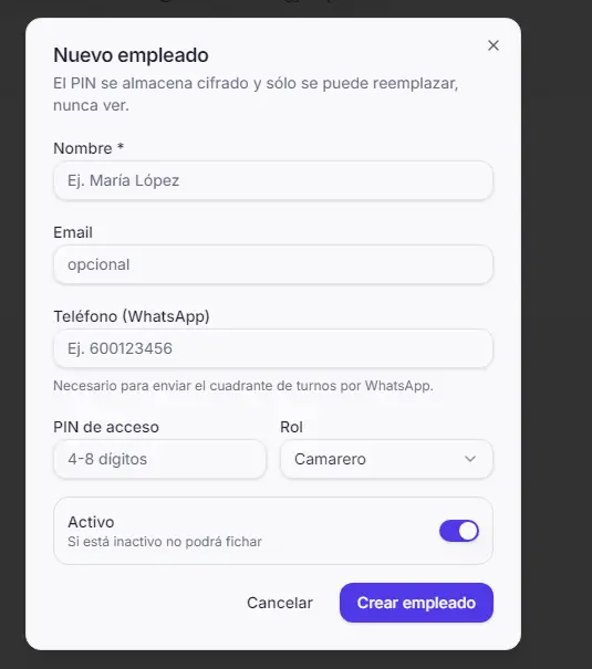 Configurar roles y permisos de empleados en Ares TPV