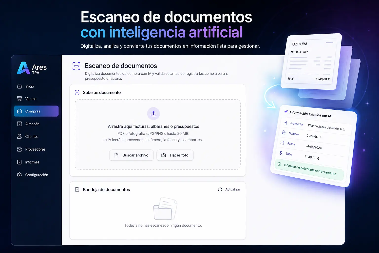 Escaneo de documentos con IA en Ares TPV